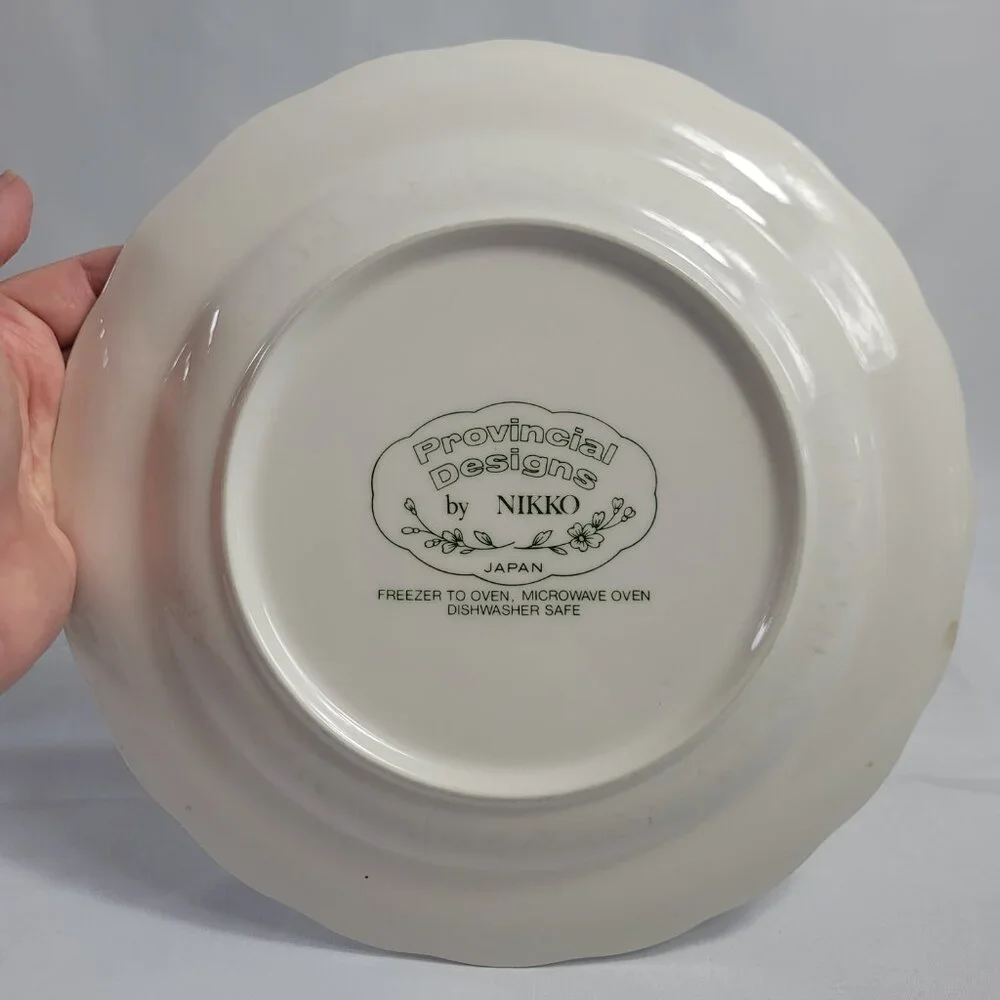 TWO Nikko Dauphine Dinner Plates Provincial Designs Blue & Pink Flowers